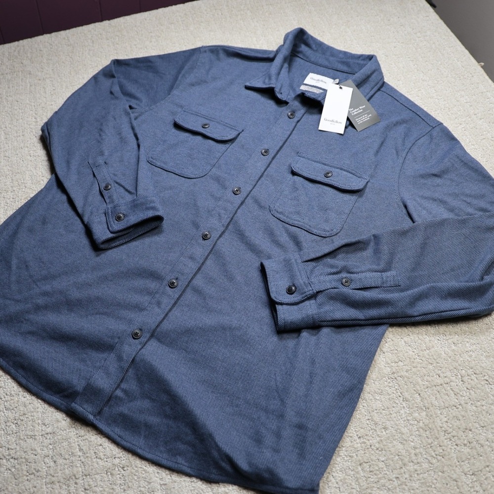 Goodfellow & Co Mens XXL Dark Blue Comfort Wear Brushed Twill Button Down Shirt